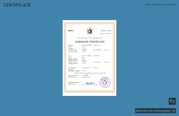 Malta-Heiratsurkunde – Beispiel-Word- und PDF-Datei (Vorschau)